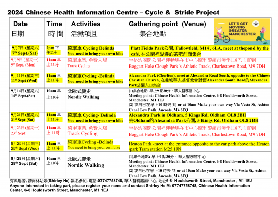 2024 Chinese Health Information Centre - Cycle and Stride Activities